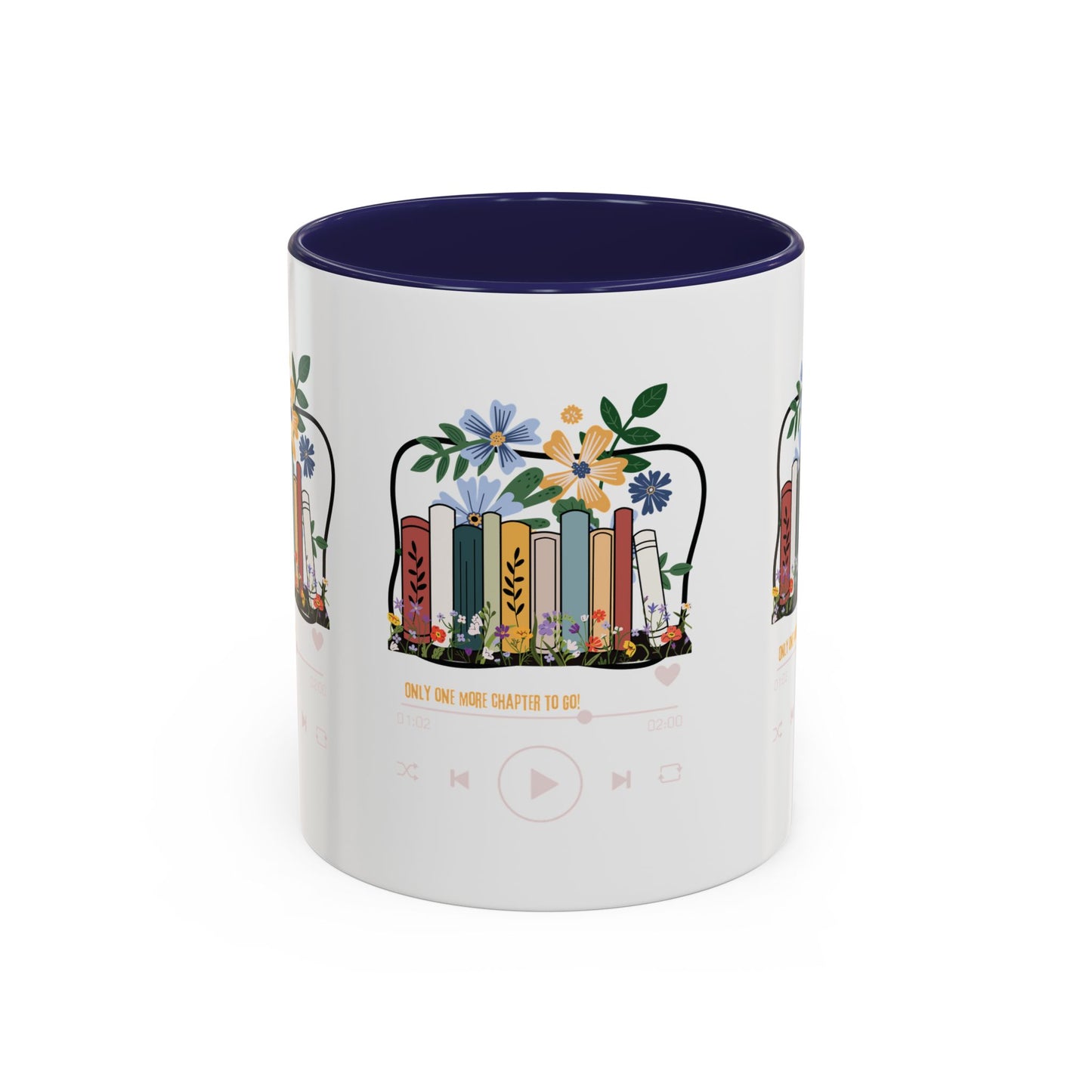 Book Lover's Accent Coffee Mug - Floral Design, Reading Gifts for Bibliophiles, Cozy Mornings, Home Office Decor, Literary Enthusiasts