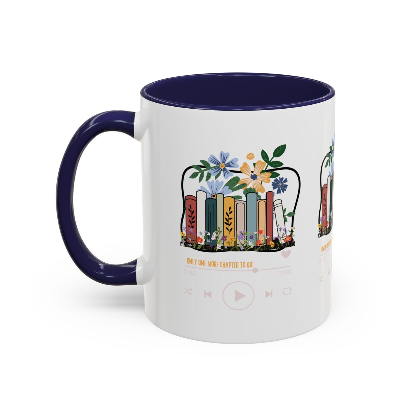 Book Lover's Accent Coffee Mug - Floral Design, Reading Gifts for Bibliophiles, Cozy Mornings, Home Office Decor, Literary Enthusiasts
