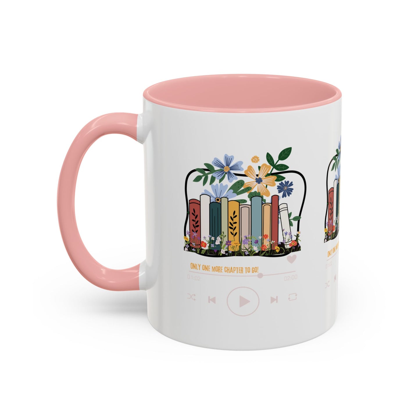 Book Lover's Accent Coffee Mug - Floral Design, Reading Gifts for Bibliophiles, Cozy Mornings, Home Office Decor, Literary Enthusiasts