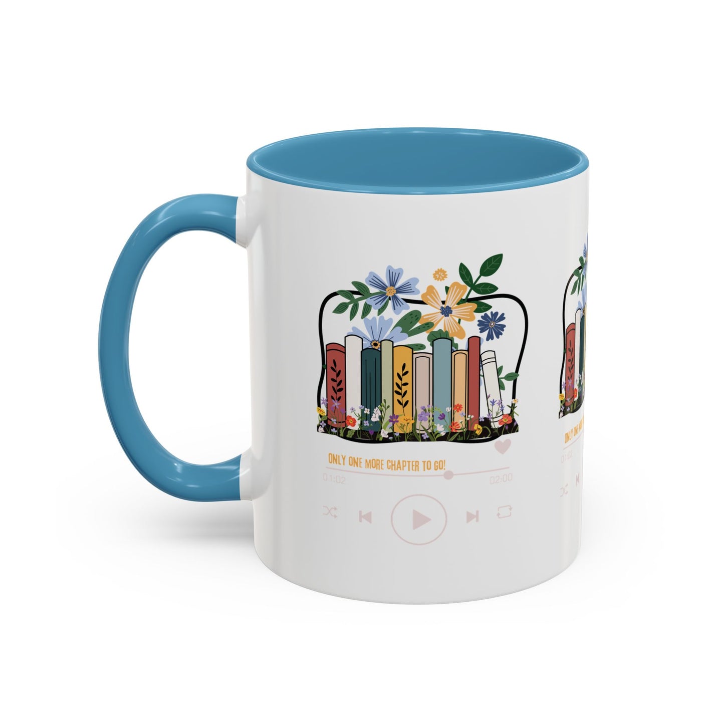 Book Lover's Accent Coffee Mug - Floral Design, Reading Gifts for Bibliophiles, Cozy Mornings, Home Office Decor, Literary Enthusiasts