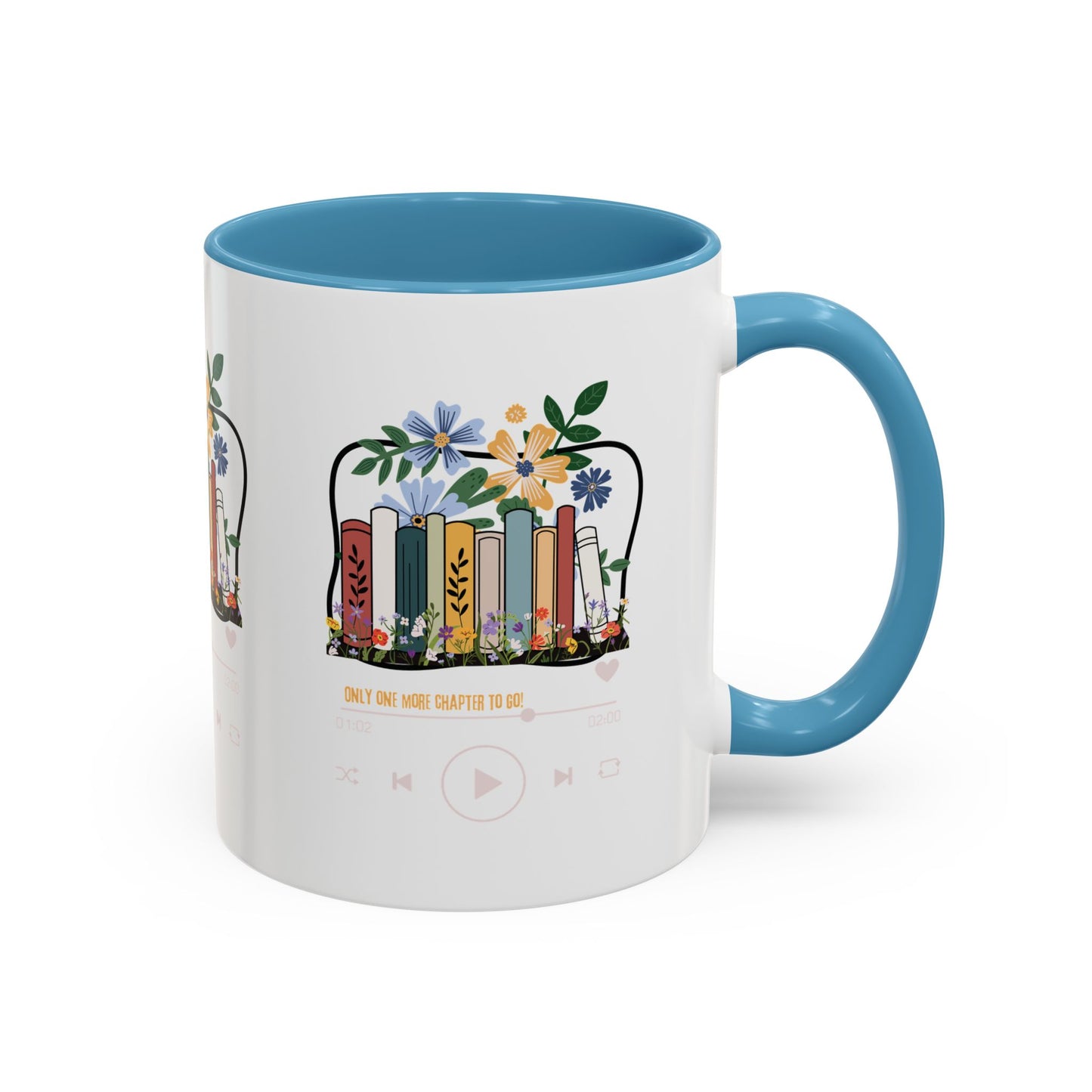 Book Lover's Accent Coffee Mug - Floral Design, Reading Gifts for Bibliophiles, Cozy Mornings, Home Office Decor, Literary Enthusiasts