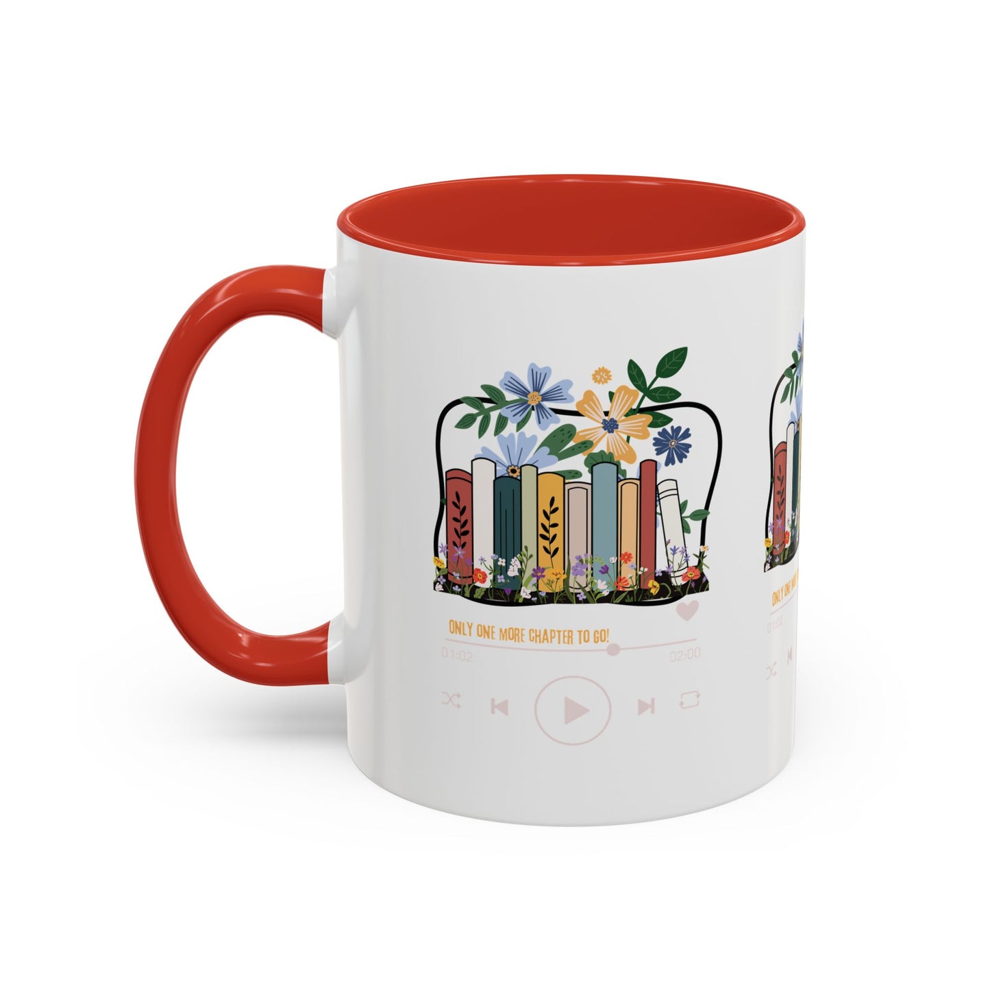 Book Lover's Accent Coffee Mug - Floral Design, Reading Gifts for Bibliophiles, Cozy Mornings, Home Office Decor, Literary Enthusiasts