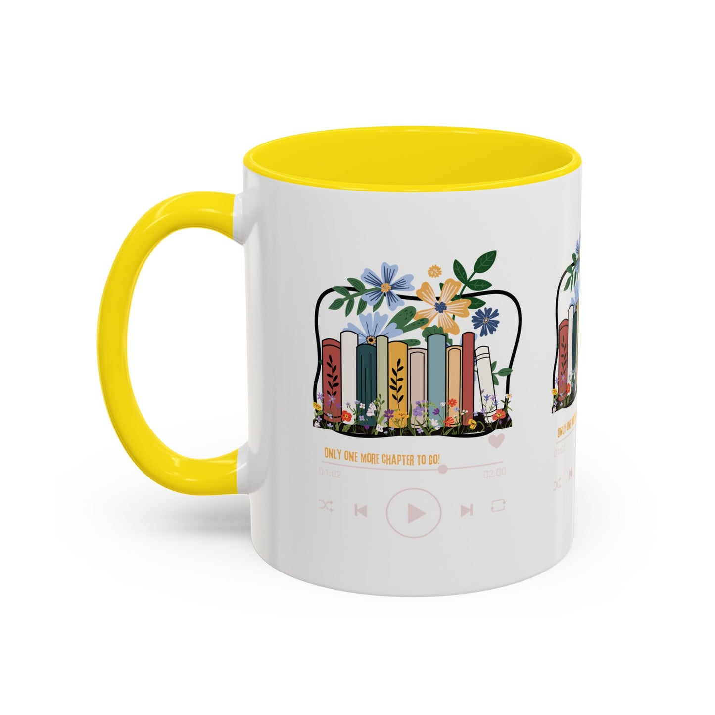 Book Lover's Accent Coffee Mug - Floral Design, Reading Gifts for Bibliophiles, Cozy Mornings, Home Office Decor, Literary Enthusiasts