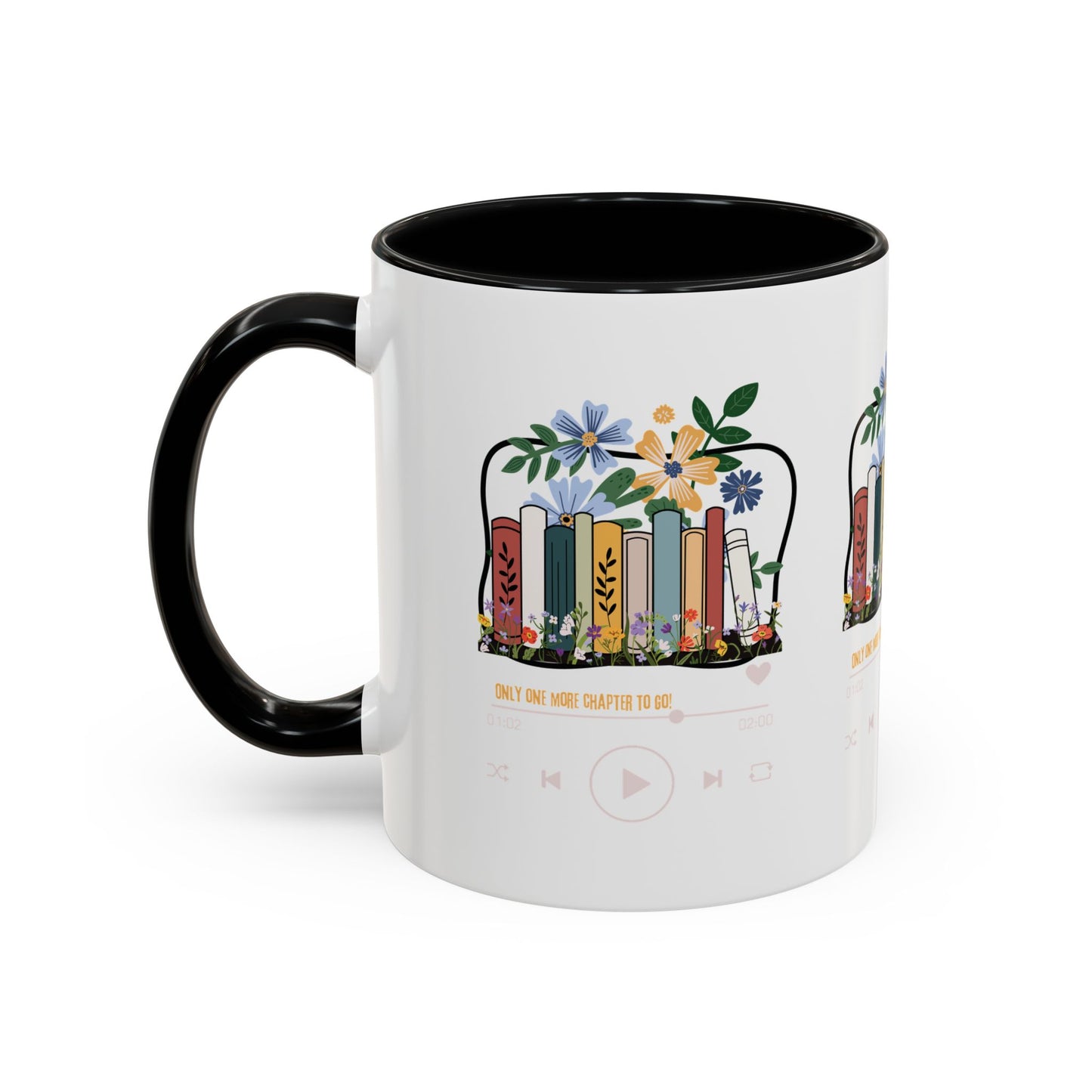 Book Lover's Accent Coffee Mug - Floral Design, Reading Gifts for Bibliophiles, Cozy Mornings, Home Office Decor, Literary Enthusiasts