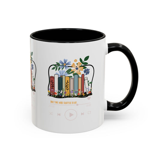 Book Lover's Accent Coffee Mug - Floral Design, Reading Gifts for Bibliophiles, Cozy Mornings, Home Office Decor, Literary Enthusiasts